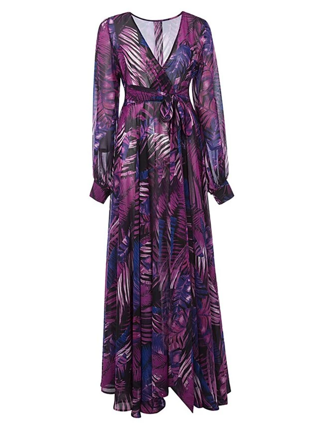 Women's Plus Size A Line Dress Floral V Neck Print Lantern Sleeve Long Sleeve Fall Spring Casual Mumu Maxi Long Dress Daily Holiday Dress 6 Women's Plus Size A Line Dress Floral V Neck Print Lantern Sleeve Long Sleeve Fall Spring Casual Mumu Maxi Long Dress Daily Holiday Dress - Image 6