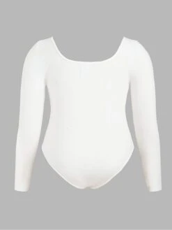 Women's Plus Size Romper Curve Solid Color Square Neck Bodycon Office Work Regular Fit Long Sleeve Black White XL XXL 3XL Fall -Cheap Plus Fit Dress Store hhlmwm1694510074660