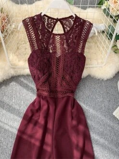 Women's Jumpsuit Lace Backless Solid Color Crew Neck Streetwear Street Going Out Regular Fit Sleeveless Black Yellow Wine One-Size Summer 31 Women's Jumpsuit Lace Backless Solid Color Crew Neck Streetwear Street Going Out Regular Fit Sleeveless Black Yellow Wine One-Size Summer -Cheap Plus Fit Dress Store hjnogx1689325611421
