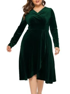 Women's Plus Size Curve Party Dress Velvet Dress Sheath Dress Solid Color Midi Dress Long Sleeve Ruched Patchwork V Neck Fashion Wedding Deep Green Black Spring Fall XL XXL 3XL 4XL 5XL 6 Women's Plus Size Curve Party Dress Velvet Dress Sheath Dress Solid Color Midi Dress Long Sleeve Ruched Patchwork V Neck Fashion Wedding Deep Green Black Spring Fall XL XXL 3XL 4XL 5XL -Cheap Plus Fit Dress Store hlkfok1693533329264