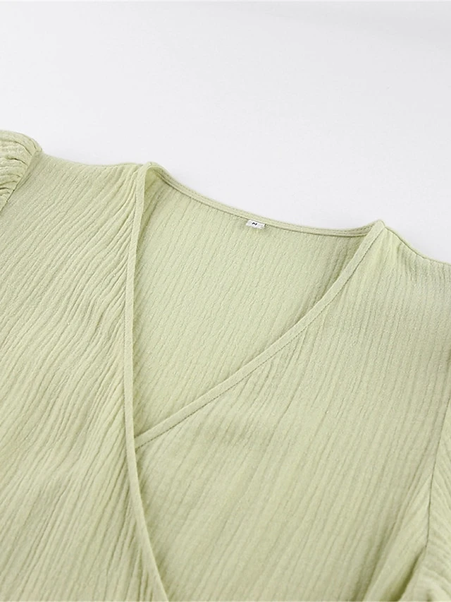 Women's Casual Dress Cotton Linen Dress Wrap Dress Midi Dress Cotton Basic Classic Outdoor Daily Vacation V Neck Lace Up Half Sleeve Spring Fall Autumn 2023 Regular Fit Orange Green Plain S M L 10 Women's Casual Dress Cotton Linen Dress Wrap Dress Midi Dress Cotton Basic Classic Outdoor Daily Vacation V Neck Lace Up Half Sleeve Spring Fall Autumn 2023 Regular Fit Orange Green Plain S M L - Image 10