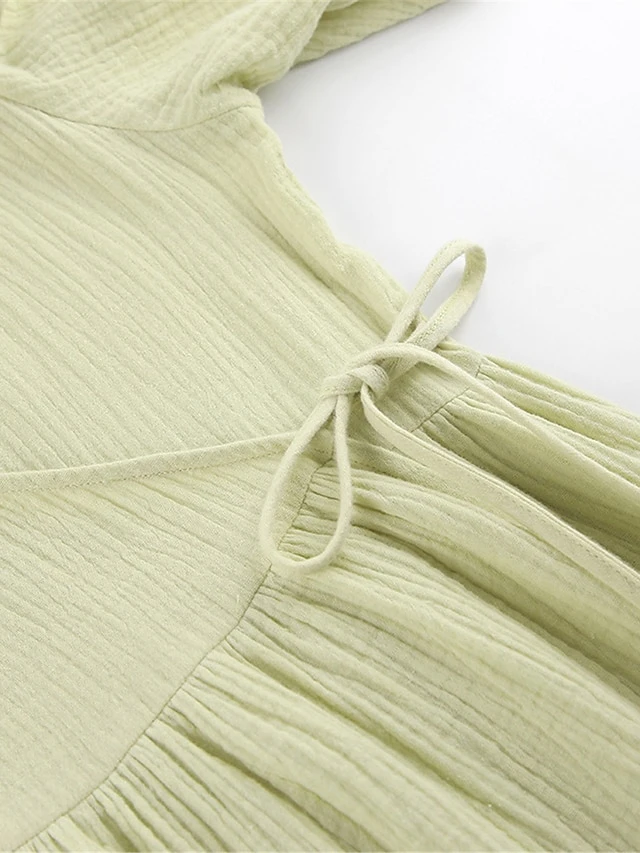 Women's Casual Dress Cotton Linen Dress Wrap Dress Midi Dress Cotton Basic Classic Outdoor Daily Vacation V Neck Lace Up Half Sleeve Spring Fall Autumn 2023 Regular Fit Orange Green Plain S M L 14 Women's Casual Dress Cotton Linen Dress Wrap Dress Midi Dress Cotton Basic Classic Outdoor Daily Vacation V Neck Lace Up Half Sleeve Spring Fall Autumn 2023 Regular Fit Orange Green Plain S M L - Image 14