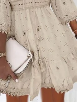 Women's Casual Dress Cotton Dress A Line Dress Mini Dress Cotton Fashion Modern Outdoor Daily Vacation V Neck Ruffle Embroidered 3/4 Length Sleeve Summer Spring Fall 2023 Regular Fit White Apricot 9 Women's Casual Dress Cotton Dress A Line Dress Mini Dress Cotton Fashion Modern Outdoor Daily Vacation V Neck Ruffle Embroidered 3/4 Length Sleeve Summer Spring Fall 2023 Regular Fit White Apricot -Cheap Plus Fit Dress Store hprzfm1689837024202