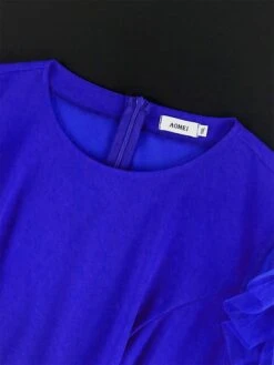 Women's Plus Size Curve Party Dress Formal Dress A Line Dress Plain Midi Dress Long Sleeve Pleated Ruffle Crew Neck Fashion Party Blue Fall Winter XL XXL 3XL 4XL -Cheap Plus Fit Dress Store hpunad1694425987216