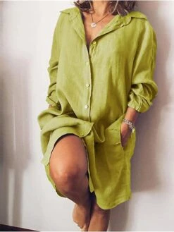 Women's Shirt Dress Casual Dress Shift Dress Midi Dress Outdoor Winter Dress Office Polyester Basic Casual Shirt Collar Button Pocket Long Sleeve Summer Spring Fall 2023 Loose Fit Black White Yellow 14 Women's Shirt Dress Casual Dress Shift Dress Midi Dress Outdoor Winter Dress Office Polyester Basic Casual Shirt Collar Button Pocket Long Sleeve Summer Spring Fall 2023 Loose Fit Black White Yellow -Cheap Plus Fit Dress Store hqqmtv1645605743670