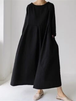 Women's Casual Dress Cotton Linen Dress Swing Dress Maxi Long Dress Linen / Cotton Blend Casual Daily Casual Outdoor Daily Vacation Crew Neck Pocket Long Sleeve Summer Spring Fall 2023 Loose Fit 29 Women's Casual Dress Cotton Linen Dress Swing Dress Maxi Long Dress Linen / Cotton Blend Casual Daily Casual Outdoor Daily Vacation Crew Neck Pocket Long Sleeve Summer Spring Fall 2023 Loose Fit -Cheap Plus Fit Dress Store hrmrnx1689933265349