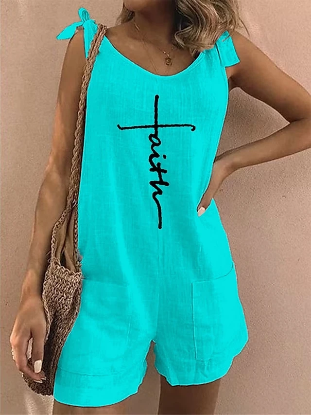 Jumpsuits For Women Summer Romper Print Print Crew Neck Holiday Vacation Weekend Baggy Shorts Loose Fit Strap Sleeveless White Light Green Pink S M L 1 Jumpsuits For Women Summer Romper Print Print Crew Neck Holiday Vacation Weekend Baggy Shorts Loose Fit Strap Sleeveless White Light Green Pink S M L
