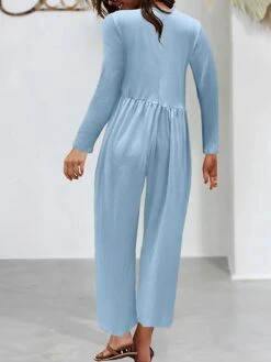 Women's Jumpsuit Pocket Solid Color Crew Neck Streetwear Street Daily Straight Regular Fit Long Sleeve Black Yellow Red S M L Fall -Cheap Plus Fit Dress Store hstncf1692615952472