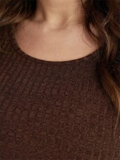 Women's Plus Size Curve Sweater Dress Winter Dress Casual Dress Plain Midi Dress Long Sleeve Ruffle Pocket Crew Neck Fashion Outdoor Coffee Fall Winter L XL 2XL 3XL 4XL -Cheap Plus Fit Dress Store htfimh1697164797052