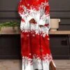 Women's Christmas Plus Size Curve Casual Dress Winter Dress Snowflake Long Dress Maxi Dress Long Sleeve Print V Neck Fashion Outdoor Red Blue Fall Winter L XL XXL 3XL 4XL