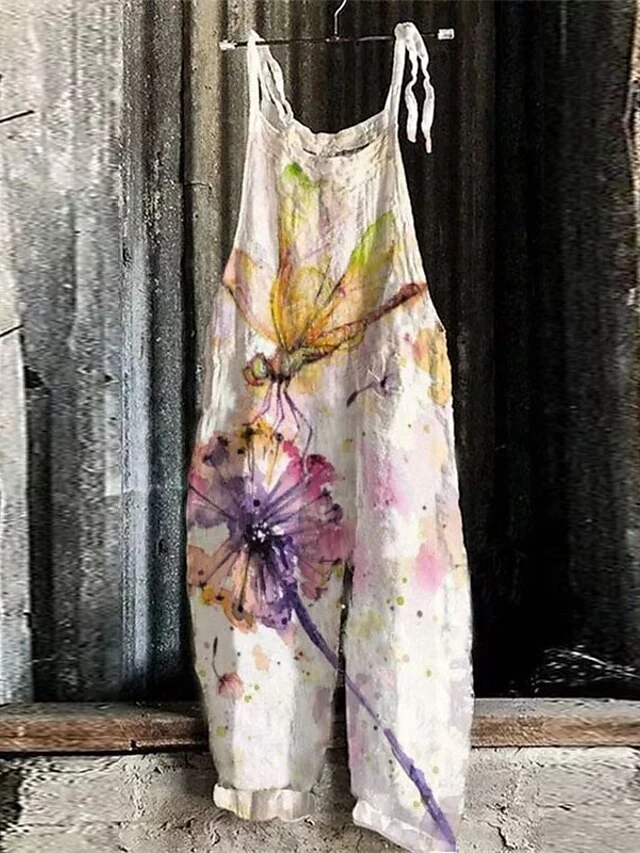 Jumpsuits For Women Print Animal Trug Life Square Neck Casual Daily Holiday Regular Fit Sleeveless Blue Purple Yellow S M L Spring Summer Fall 2 Jumpsuits For Women Print Animal Trug Life Square Neck Casual Daily Holiday Regular Fit Sleeveless Blue Purple Yellow S M L Spring Summer Fall - Image 2