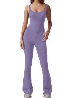 Women's Jumpsuit High Waist Solid Color Round Neck Streetwear Daily Vacation Slim Sleeveless Black Navy Blue Light Brown S M L Fall -Cheap Plus Fit Dress Store hxiemu1695792353109