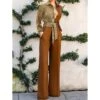 Women's Jumpsuit Patchwork Color Maillard Block Shirt Collar Elegant Daily Vacation Straight Regular Fit Regular Straps Brown S M L Summer Fall