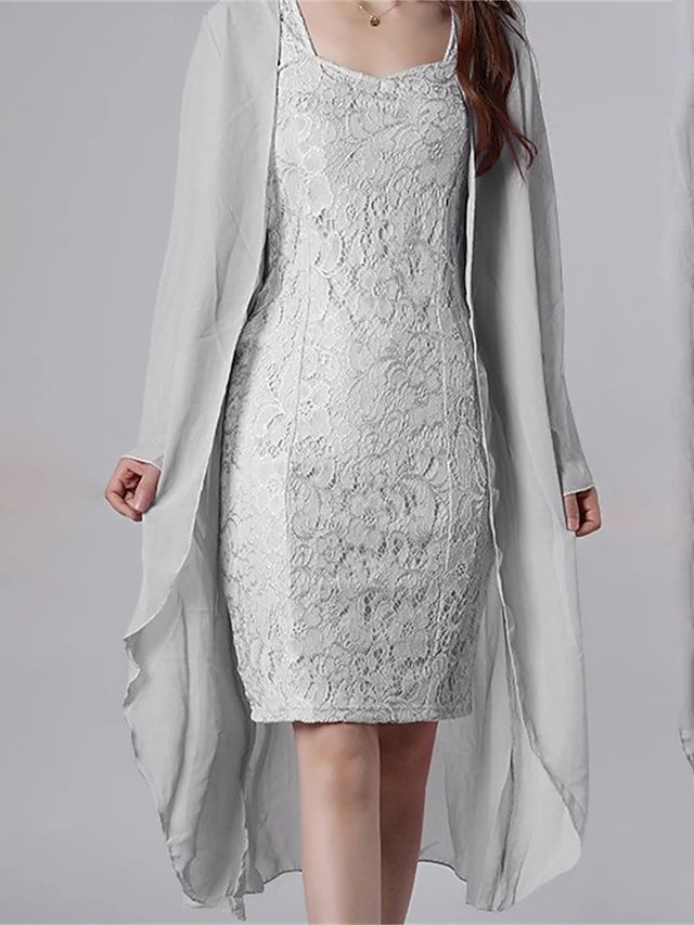 Women's Two Piece Dress Set Casual Dress Lace Dress Outdoor Daily Fashion Streetwear Lace Midi Dress V Neck Long Sleeve Plain Slim Yellow Pink Blue Fall Winter S M L XL XXL 3 Women's Two Piece Dress Set Casual Dress Lace Dress Outdoor Daily Fashion Streetwear Lace Midi Dress V Neck Long Sleeve Plain Slim Yellow Pink Blue Fall Winter S M L XL XXL - Image 3