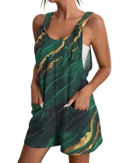 Womens Jumpsuits Casual Summer Overall Patch Pocket Print Floral Crew Neck Streetwear Daily Vacation Regular Fit Sleeveless Black White Yellow S M L -Cheap Plus Fit Dress Store hzwvfy1684214509222