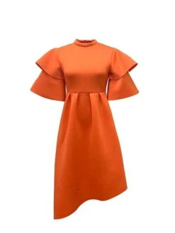 Women‘s Plus Size Curve Party Dress Solid Color Crew Neck Half Sleeve Spring Fall Elegant Modern Maxi Long Dress Formal Party Dress -Cheap Plus Fit Dress Store iaqmir1669704985498