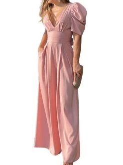 Women‘s Jumpsuit Backless Pocket Solid Color Pink Fall Winter V Neck Streetwear Party Work Regular Fit Short Sleeve Green S M L Spring 10 Women‘s Jumpsuit Backless Pocket Solid Color Pink Fall Winter V Neck Streetwear Party Work Regular Fit Short Sleeve Green S M L Spring -Cheap Plus Fit Dress Store iasavo1652086001392
