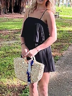 Women's Romper Ruffle Backless Solid Color Square Neck Basic Street Daily Regular Fit Sleeveless Black White Navy Blue S M L Summer 24 Women's Romper Ruffle Backless Solid Color Square Neck Basic Street Daily Regular Fit Sleeveless Black White Navy Blue S M L Summer -Cheap Plus Fit Dress Store ibhnst1680602591462