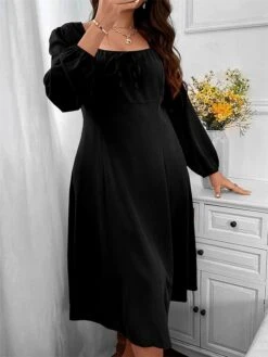 Women‘s Plus Size Curve Party Dress Cocktail Dress Wedding Guest Dress Black Dress Midi Dress Long Sleeve Pure Color Ruched Spring Fall Winter Square Neck Fashion Birthday Wedding Guest Vacation 11 Women‘s Plus Size Curve Party Dress Cocktail Dress Wedding Guest Dress Black Dress Midi Dress Long Sleeve Pure Color Ruched Spring Fall Winter Square Neck Fashion Birthday Wedding Guest Vacation -Cheap Plus Fit Dress Store idubjm1691648094811