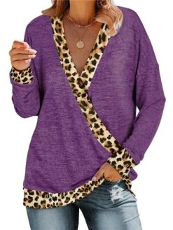Women's T Shirt Tee Black Blue Purple Leopard Print Long Sleeve Daily Weekend Basic V Neck Regular Fit Painting Spring &Fall 25 Women's T Shirt Tee Black Blue Purple Leopard Print Long Sleeve Daily Weekend Basic V Neck Regular Fit Painting Spring &Fall -Cheap Plus Fit Dress Store idxxwm1638514182033
