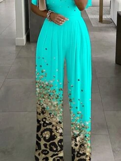 Women's Jumpsuit Print Leopard V Neck Formal Wedding Party Wide Leg Regular Fit Half Sleeve Bell Sleeve Light Green Pink Royal Blue S M L Summer 7 Women's Jumpsuit Print Leopard V Neck Formal Wedding Party Wide Leg Regular Fit Half Sleeve Bell Sleeve Light Green Pink Royal Blue S M L Summer -Cheap Plus Fit Dress Store ieewnn1681720549020