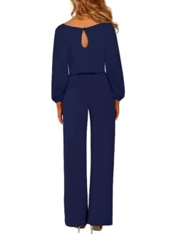 Women's Jumpsuit Lace Up Solid Color Crew Neck Streetwear Daily Vacation Regular Fit Long Sleeve Black Wine Army Green S M L Spring -Cheap Plus Fit Dress Store ifjxkm1674008911282