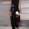 Women's Jumpsuit Pocket Print Floral Clean Fit Dressy Party OL Crew Neck Streetwear Daily Vacation Regular Fit Sleeveless Black S M L Fall Summer