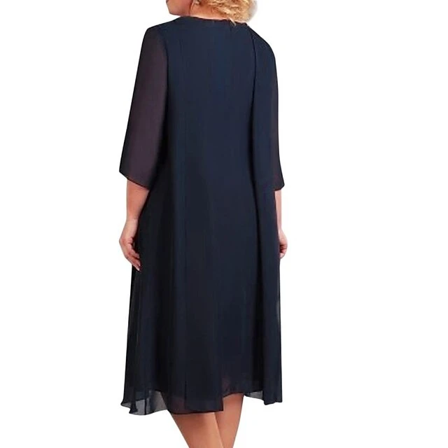 Women‘s Plus Size Curve Sequin Dress Solid Color Crew Neck Sequins 3/4 Length Sleeve Fall Spring Elegant Sequins Midi Dress Formal Party Dress 3 Women‘s Plus Size Curve Sequin Dress Solid Color Crew Neck Sequins 3/4 Length Sleeve Fall Spring Elegant Sequins Midi Dress Formal Party Dress - Image 3