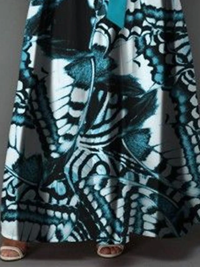 Women‘s Plus Size Curve Casual Dress Lace Dress Swing Dress Butterfly Long Dress Maxi Dress 3/4 Length Sleeve Lace Up Lace V Neck Fashion Outdoor Blue Summer Spring L XL XXL 3XL 4XL 2 Women‘s Plus Size Curve Casual Dress Lace Dress Swing Dress Butterfly Long Dress Maxi Dress 3/4 Length Sleeve Lace Up Lace V Neck Fashion Outdoor Blue Summer Spring L XL XXL 3XL 4XL - Image 2