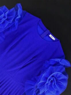 Women's Plus Size Curve Party Dress Formal Dress A Line Dress Plain Midi Dress Long Sleeve Pleated Ruffle Crew Neck Fashion Party Blue Fall Winter XL XXL 3XL 4XL -Cheap Plus Fit Dress Store immgbt1694425985797