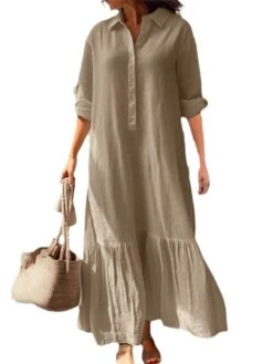 Women's Casual Dress Cotton Dress Swing Dress Maxi Long Dress Cotton Basic Classic Outdoor Daily Vacation Shirt Collar Ruched Button Long Sleeve Spring Fall Winter 2023 Loose Fit Blue Green Khaki 9 Women's Casual Dress Cotton Dress Swing Dress Maxi Long Dress Cotton Basic Classic Outdoor Daily Vacation Shirt Collar Ruched Button Long Sleeve Spring Fall Winter 2023 Loose Fit Blue Green Khaki -Cheap Plus Fit Dress Store inwitc1695283866743