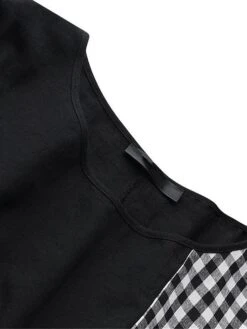 Women's Casual Dress Cotton Linen Dress A Line Dress Maxi Long Dress Cotton Blend Casual Outdoor Daily Crew Neck Print 3/4 Length Sleeve Summer Spring 2023 Loose Fit Black Red Navy Blue Plaid M L XL -Cheap Plus Fit Dress Store ioguyl1672903678474