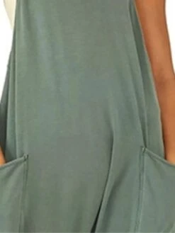 Women's Overall Utility Patch Pocket Trug LifeSolid Color V Neck Streetwear Daily Regular Fit Sleeveless Green Khaki Brown S M L Winter -Cheap Plus Fit Dress Store iotyhp1662448856317