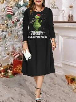 Women's Christmas Plus Size Curve Casual Dress Skater Dress A Line Dress Plaid Santa Claus Midi Dress Long Sleeve Print Crew Neck Fashion Outdoor Black Wine Fall Winter L XL XXL 3XL 4XL 6 Women's Christmas Plus Size Curve Casual Dress Skater Dress A Line Dress Plaid Santa Claus Midi Dress Long Sleeve Print Crew Neck Fashion Outdoor Black Wine Fall Winter L XL XXL 3XL 4XL -Cheap Plus Fit Dress Store ipqjbc1697705851627