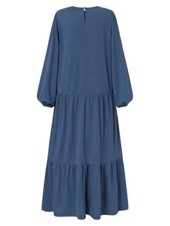 Women's Plus Size Curve Casual Dress Swing Dress A Line Dress Solid Color Long Dress Maxi Dress Long Sleeve Ruched Ruffle Crew Neck Basic Outdoor Black Blue Fall Winter L XL XXL 3XL 4XL -Cheap Plus Fit Dress Store iqkmxv1693366187199