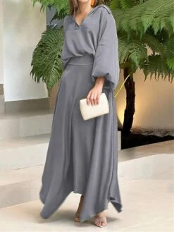 Women's Two Piece Dress Set Casual Dress Skirt Set Daily Date Streetwear Elegant Pocket Long Dress Maxi Dress Shirt Collar Long Sleeve Plain Loose Fit Black Wine Blue Fall Winter S M L XL XXL 9 Women's Two Piece Dress Set Casual Dress Skirt Set Daily Date Streetwear Elegant Pocket Long Dress Maxi Dress Shirt Collar Long Sleeve Plain Loose Fit Black Wine Blue Fall Winter S M L XL XXL -Cheap Plus Fit Dress Store ivircj1694085332794