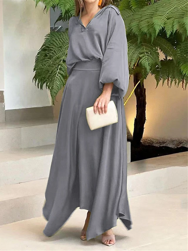 Women's Two Piece Dress Set Casual Dress Skirt Set Daily Date Streetwear Elegant Pocket Long Dress Maxi Dress Shirt Collar Long Sleeve Plain Loose Fit Black Wine Blue Fall Winter S M L XL XXL 4 Women's Two Piece Dress Set Casual Dress Skirt Set Daily Date Streetwear Elegant Pocket Long Dress Maxi Dress Shirt Collar Long Sleeve Plain Loose Fit Black Wine Blue Fall Winter S M L XL XXL - Image 4