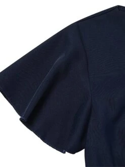 Women's Jumpsuit Lace Up Ruffle Solid Color V Neck Elegant Wedding Party Regular Fit Short Sleeve Navy Blue S M L Summer 14 Women's Jumpsuit Lace Up Ruffle Solid Color V Neck Elegant Wedding Party Regular Fit Short Sleeve Navy Blue S M L Summer -Cheap Plus Fit Dress Store ivlmmu1688003422510