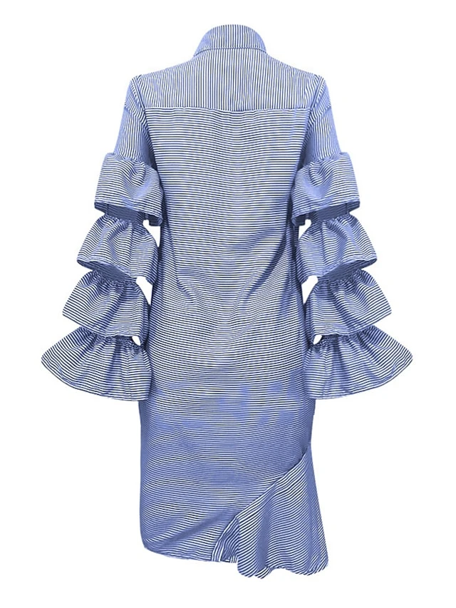 Women's Shirt Dress Sheath Dress Midi Dress Winter Dress Daily Vacation Polyester Cotton Blend Fashion Casual Shirt Collar Lace Up Ruched Long Sleeve Summer Spring Fall 2022 Regular Fit Red Light Blue 13 Women's Shirt Dress Sheath Dress Midi Dress Winter Dress Daily Vacation Polyester Cotton Blend Fashion Casual Shirt Collar Lace Up Ruched Long Sleeve Summer Spring Fall 2022 Regular Fit Red Light Blue - Image 13