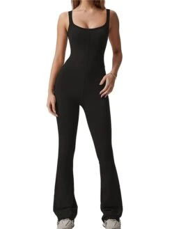 Women's Jumpsuit High Waist Solid Color Round Neck Streetwear Daily Vacation Slim Sleeveless Black Navy Blue Light Brown S M L Fall -Cheap Plus Fit Dress Store iwzalm1695792372981