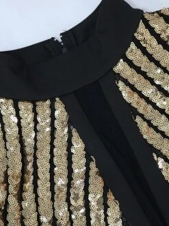 Women's Jumpsuit Sequin Solid Color Round Neck Active Party Daily Slim Long Sleeve Black S M L Fall -Cheap Plus Fit Dress Store ixriyr1697524616352