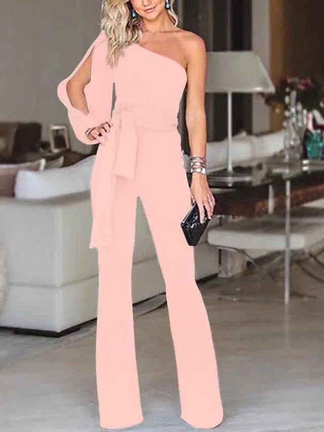 White Jumpsuit For Women Clean Fit Split Solid Color Cold Shoulder Elegant Party Prom Regular Fit Long Sleeve Black Blue Pink S M L Fall 6 White Jumpsuit For Women Clean Fit Split Solid Color Cold Shoulder Elegant Party Prom Regular Fit Long Sleeve Black Blue Pink S M L Fall - Image 6