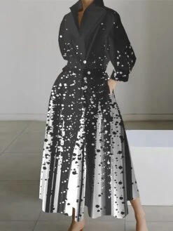 Women's Shirt Dress Casual Dress Swing Dress Maxi Long Dress Outdoor Office Daily Polyester Fashion Modern Shirt Collar Button Pocket Long Sleeve Fall Winter 2023 Loose Fit Black Navy Blue Blue -Cheap Plus Fit Dress Store izbkrz1693213786389