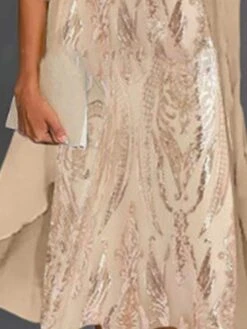 Women's Two Piece Dress Set Shift Dress Swing Dress Outdoor Date Fashion Elegant Print Maxi Dress Crew Neck 3/4 Length Sleeve Floral Loose Fit Khaki Fall Spring S M L XL XXL -Cheap Plus Fit Dress Store izcwmq1672827408682