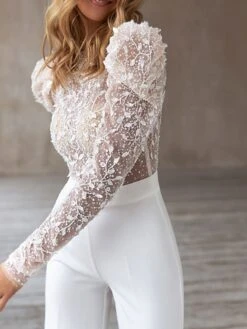 Women's Jumpsuit Backless Beaded Solid Color Simple Sexy Crew Neck Elegant Party Wedding Straight Regular Fit Long SleeveSummer 8 Women's Jumpsuit Backless Beaded Solid Color Simple Sexy Crew Neck Elegant Party Wedding Straight Regular Fit Long SleeveSummer -Cheap Plus Fit Dress Store jaasjm1678354233621