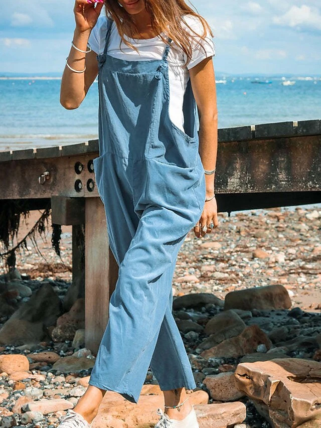 Women's Overall Utility Patch Pocket Solid Color Square Neck Streetwear Street Daily Regular Fit Sleeveless Pink Army Green Blue S M L Summer Fall 15 Women's Overall Utility Patch Pocket Solid Color Square Neck Streetwear Street Daily Regular Fit Sleeveless Pink Army Green Blue S M L Summer Fall - Image 15