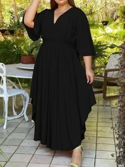 Women‘s Plus Size Curve Holiday Dress Solid Color V Neck Half Sleeve Fall Spring Basic Maxi Long Dress Date Vacation Dress 24 Women‘s Plus Size Curve Holiday Dress Solid Color V Neck Half Sleeve Fall Spring Basic Maxi Long Dress Date Vacation Dress -Cheap Plus Fit Dress Store jcixto1648706452755