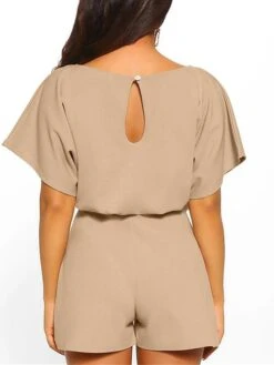 Black Jumpsuit For Women Romper Lace Up Print Solid Color Crew Neck Casual Daily Vacation Regular Fit Short Sleeve Black Wine Blue S M L Spring -Cheap Plus Fit Dress Store jdigyx1675736274183