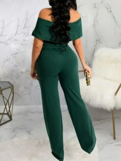 Women's Jumpsuit High Waist Solid Color Off Shoulder Streetwear Party Work Regular Fit Short Sleeve Green Purple Wine S M L Spring 17 Women's Jumpsuit High Waist Solid Color Off Shoulder Streetwear Party Work Regular Fit Short Sleeve Green Purple Wine S M L Spring -Cheap Plus Fit Dress Store jdqgiw1655979024838