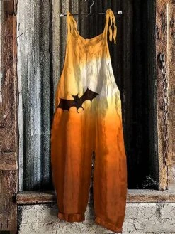 Women's Jumpsuit Halloween Print Print Crew Neck Holiday Party Going Out Straight Loose Fit Strap Yellow Blue Orange S M L All Seasons -Cheap Plus Fit Dress Store jejwlb1691133970069